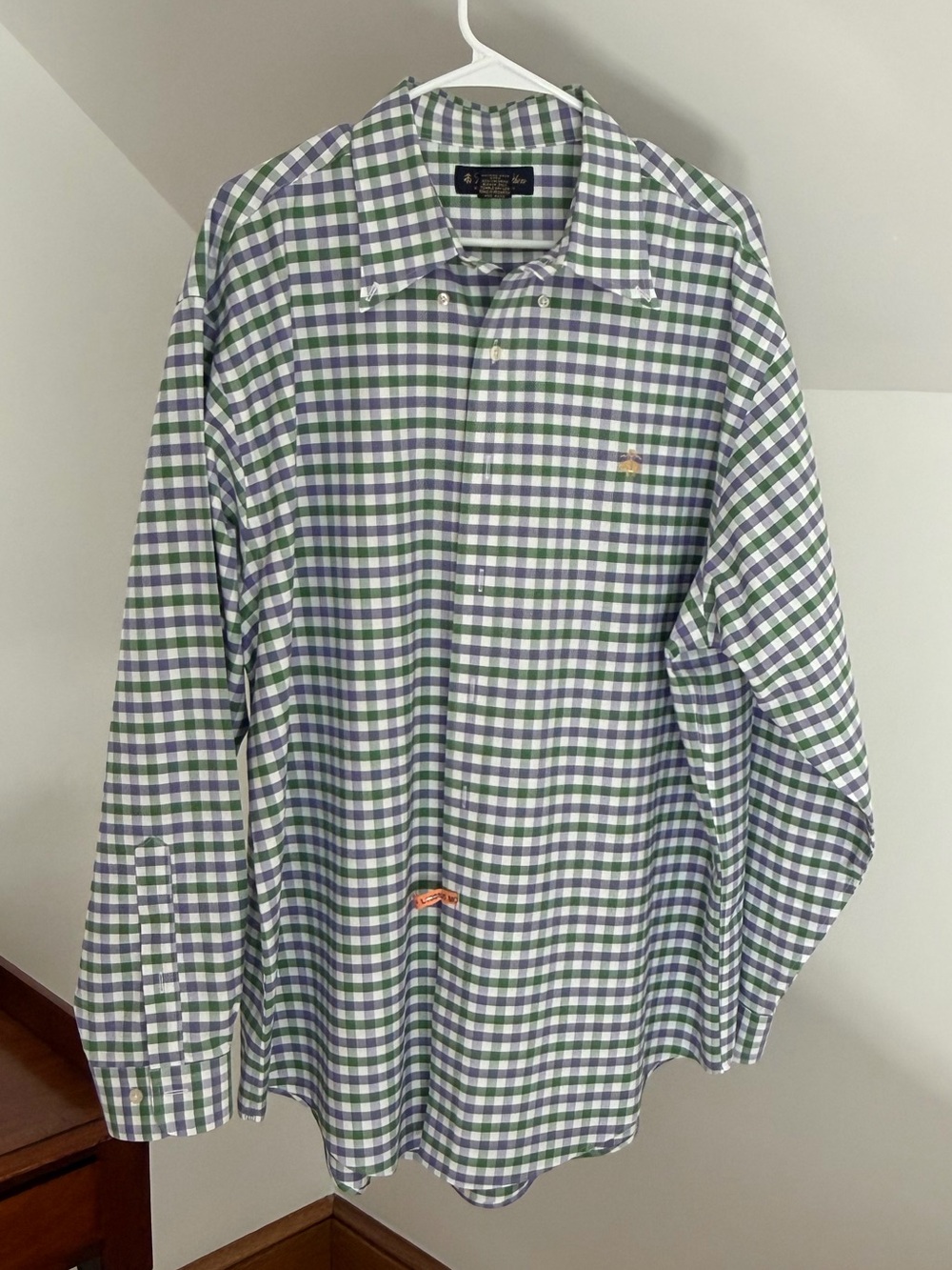Brooks Brothers Noiron Classic Green & Blue Check Men's Button-Up Shirt